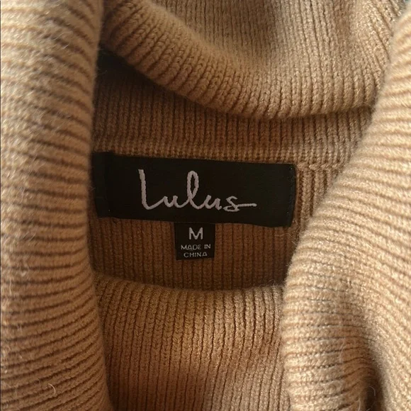 Lulus “Lets Cuddle Tan Cowel Neck Sweater” - Picture 7 of 8